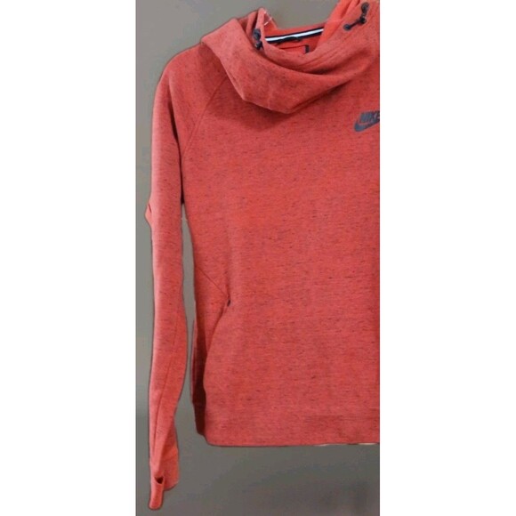 Nike Funnel Neck Hoodie M Rust Red Heather Pullover Athleisure EUC - Picture 2 of 8